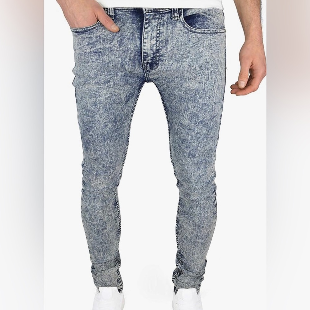 Soulstar Mens Boys Designer Skinny Stretch Marble Wash Jeans